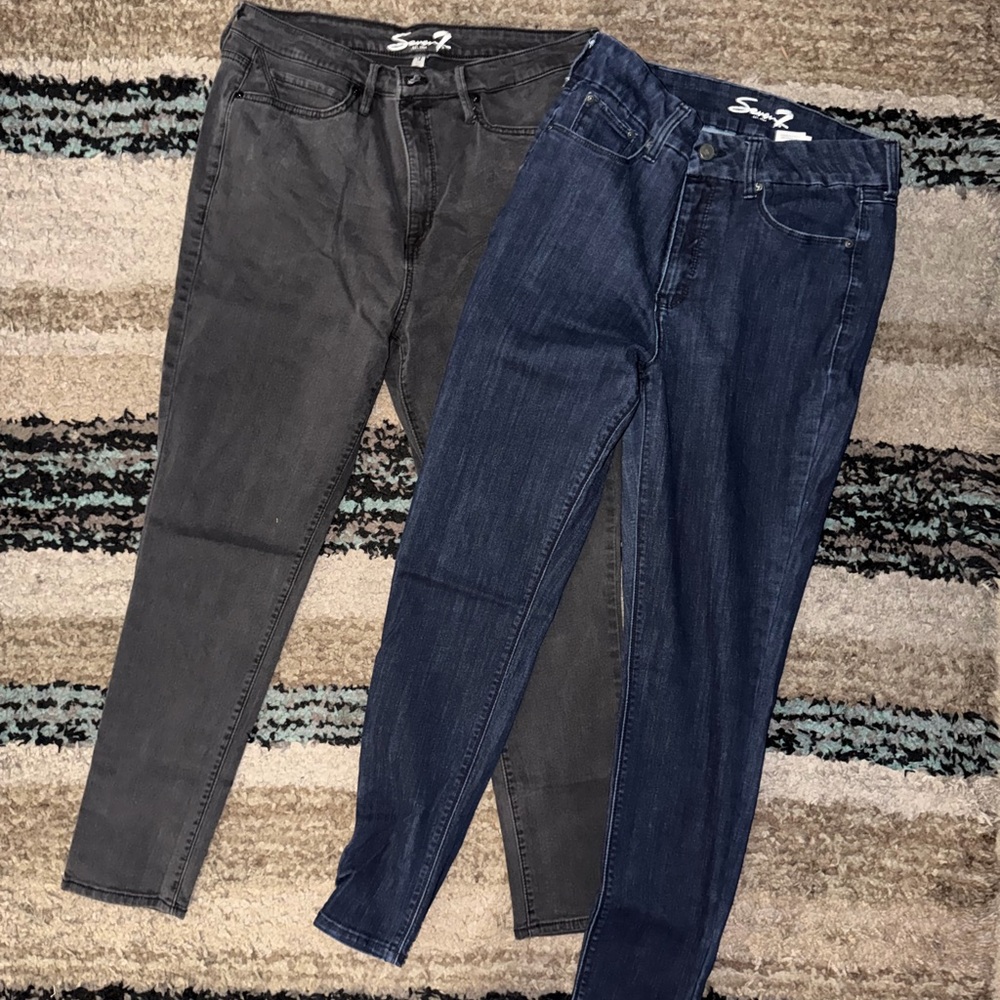 Seven7 Women's Skinny Jeans - black wash and Blue